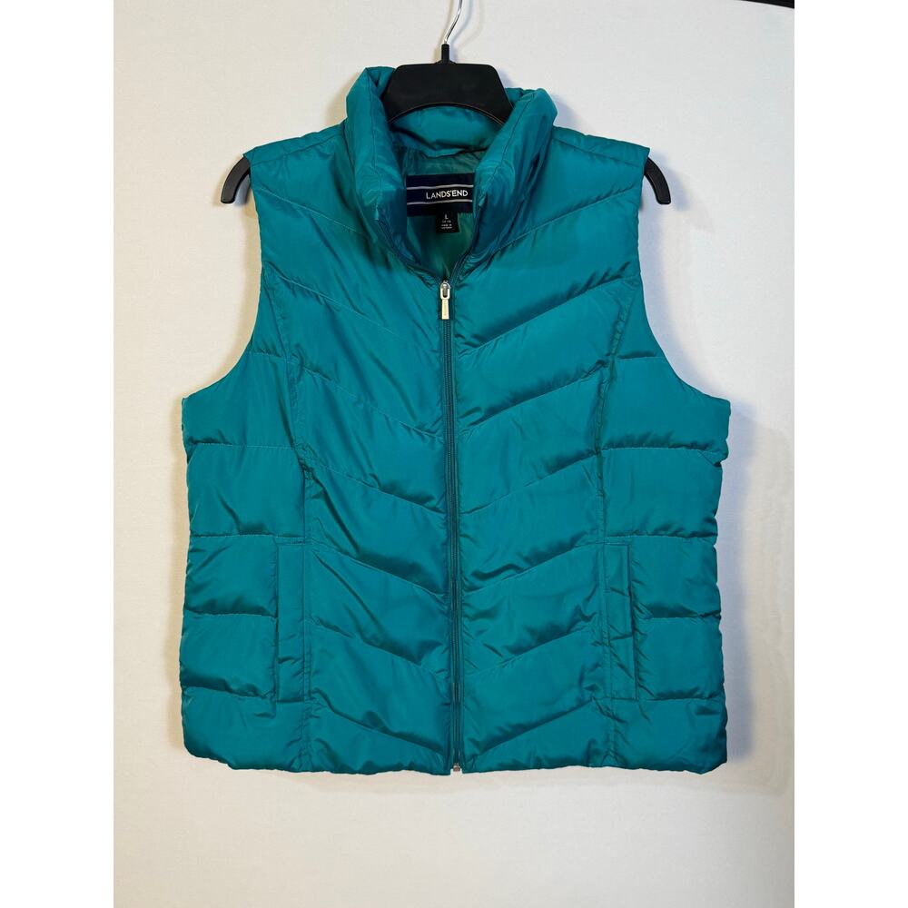 Lands’ End Women’s Blue Puffer Vest Size L